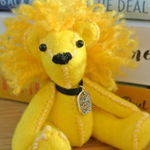 Handmade miniature lion bear with Made with Love charm OOAK