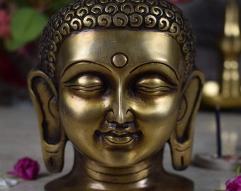 For Meditation or Decor 10952 Purpledip Buddha Head In Pure Brass Metal For Meditation or Decor 10952 Purpledip Buddha Head In Pure Brass Metal