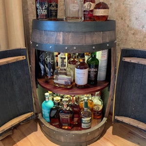 5 Stars- Bourbon Barrel Cabinet with custom engraved head.