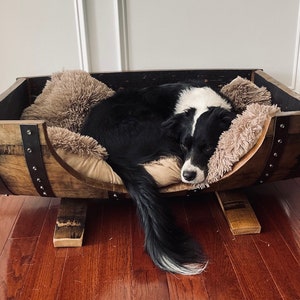 Whiskey Barrel Dog Bed- Josie approved!