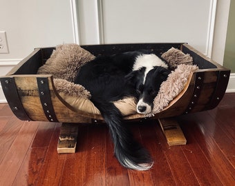 Whiskey Barrel Dog Bed- Josie approved!