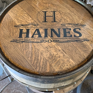 Bourbon Barrel Cabinet with custom engraved head. | Etsy