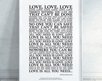Beatles Song Lyrics Etsy Beatles Song Lyrics Etsy