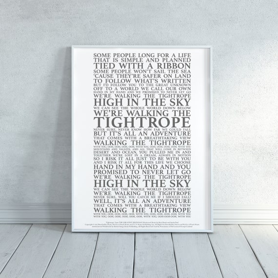 Tightrope the Greatest Showman Song Lyrics Print Official -  Denmark