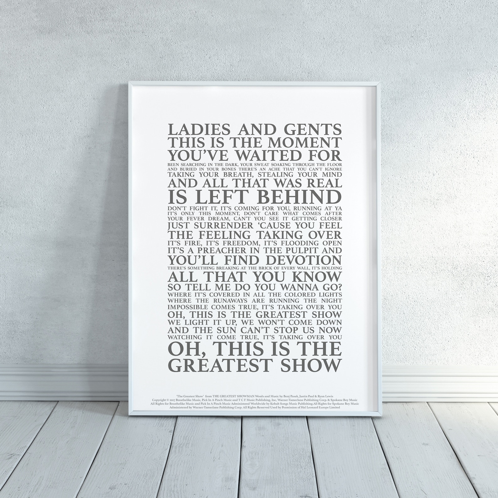 The Greatest Show the Greatest Showman Song Lyrics Print | Etsy