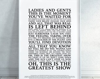 The Greatest Show the Showman Song Lyrics Print - Etsy