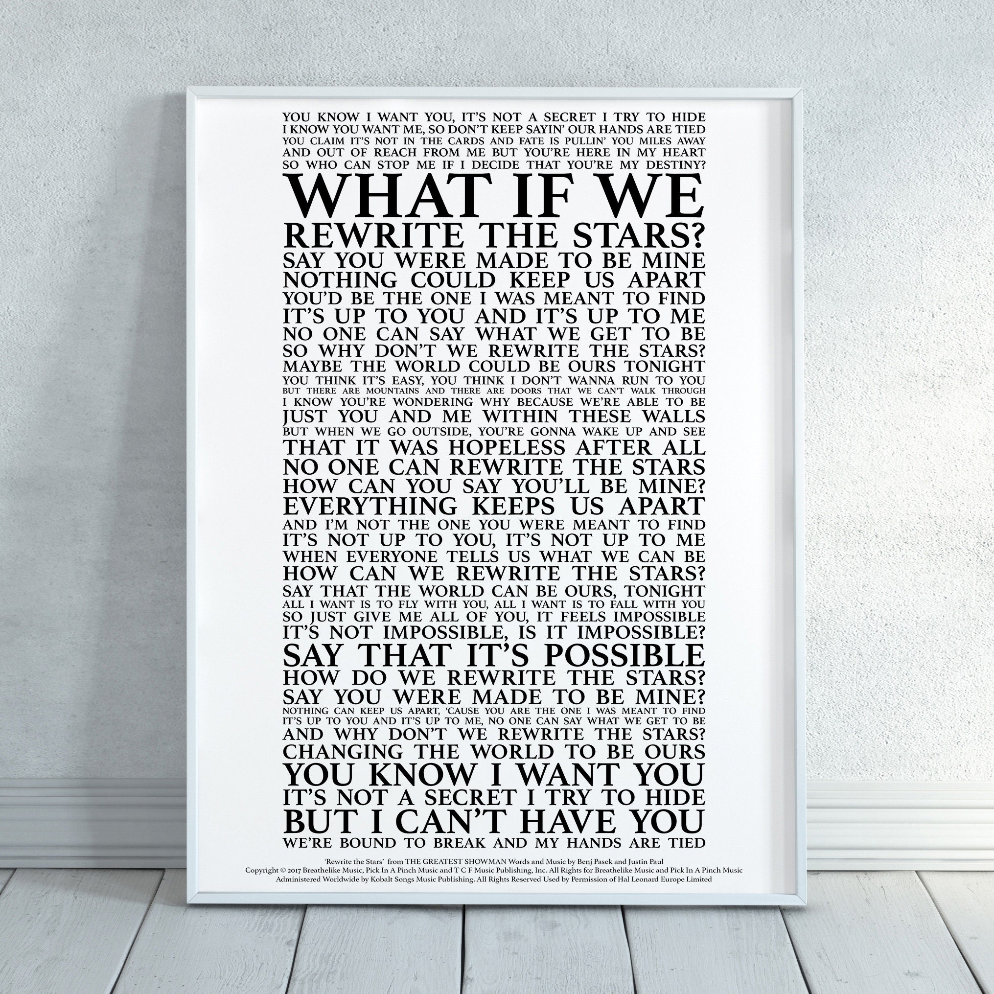 A Million Dreams The Greatest Showman Song Lyric Vintage Script Quote Print