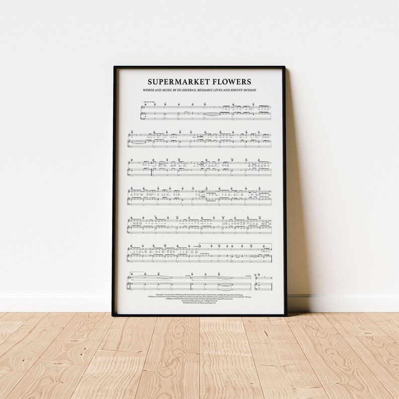 Supermarket Flowers Music Sheet Print Official Licensed Etsy