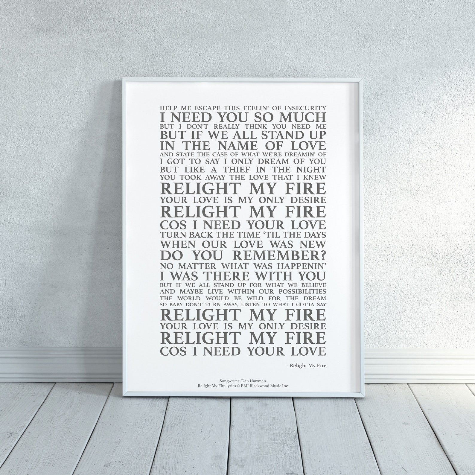 Relight My Fire Song Lyrics Print Ufficiale Sucordato Poster Etsy Italia