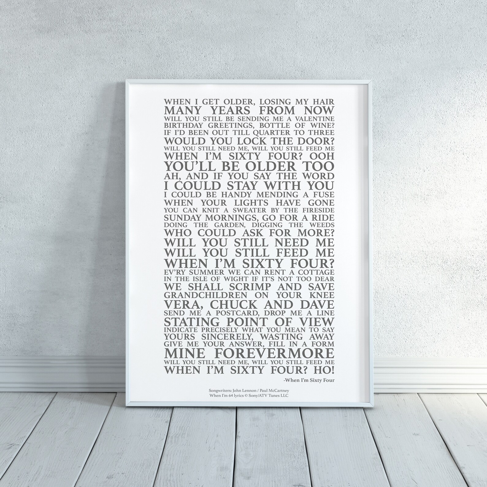 When I'm 64 Song Lyrics Print Official Licensed Print - Etsy UK