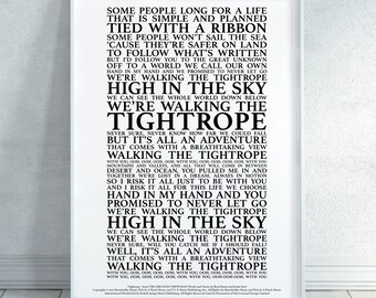 Tightrope the Greatest Showman Song Lyrics Print Official -  Denmark