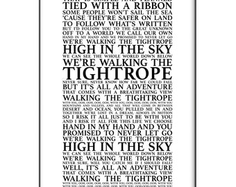 Tightrope the Greatest Showman Song Lyrics Print Official -  Denmark