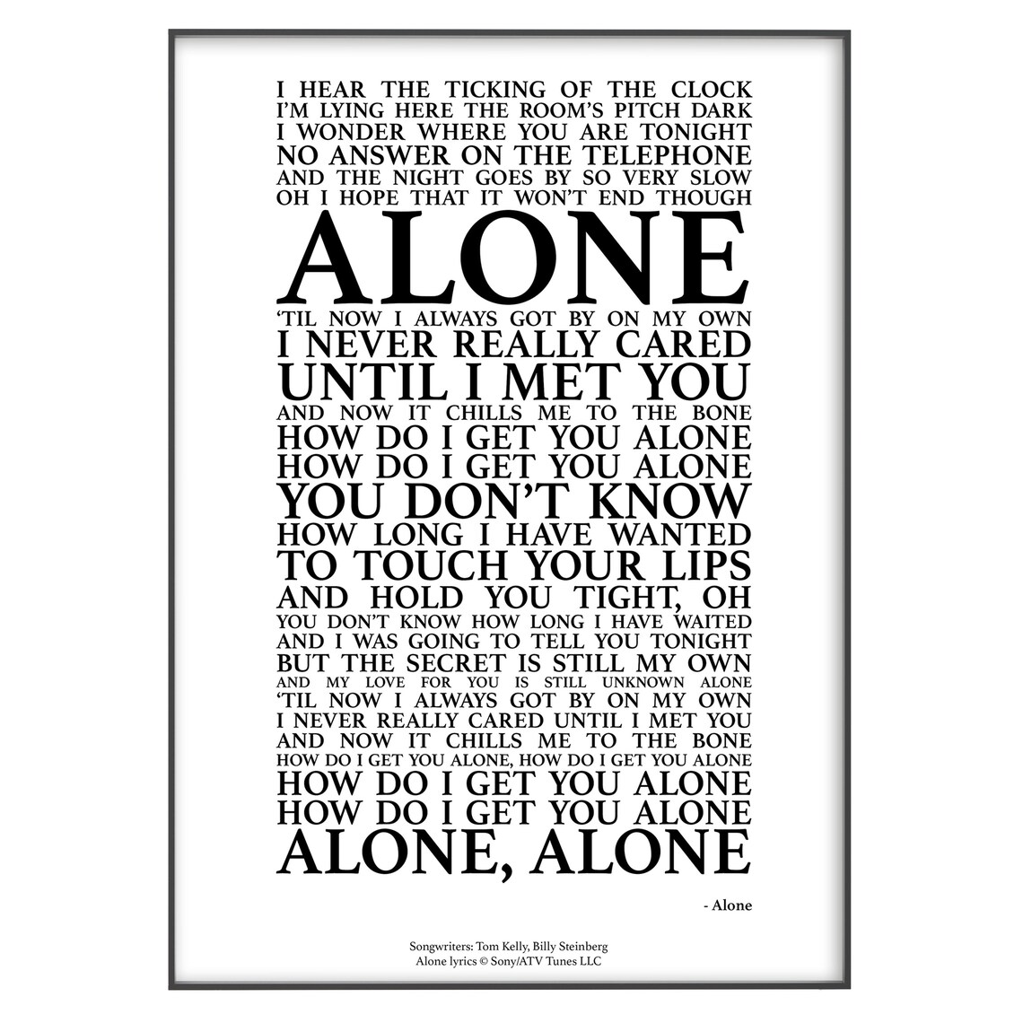 Alone Song Lyrics Print Official Licensed Print Poster - Etsy
