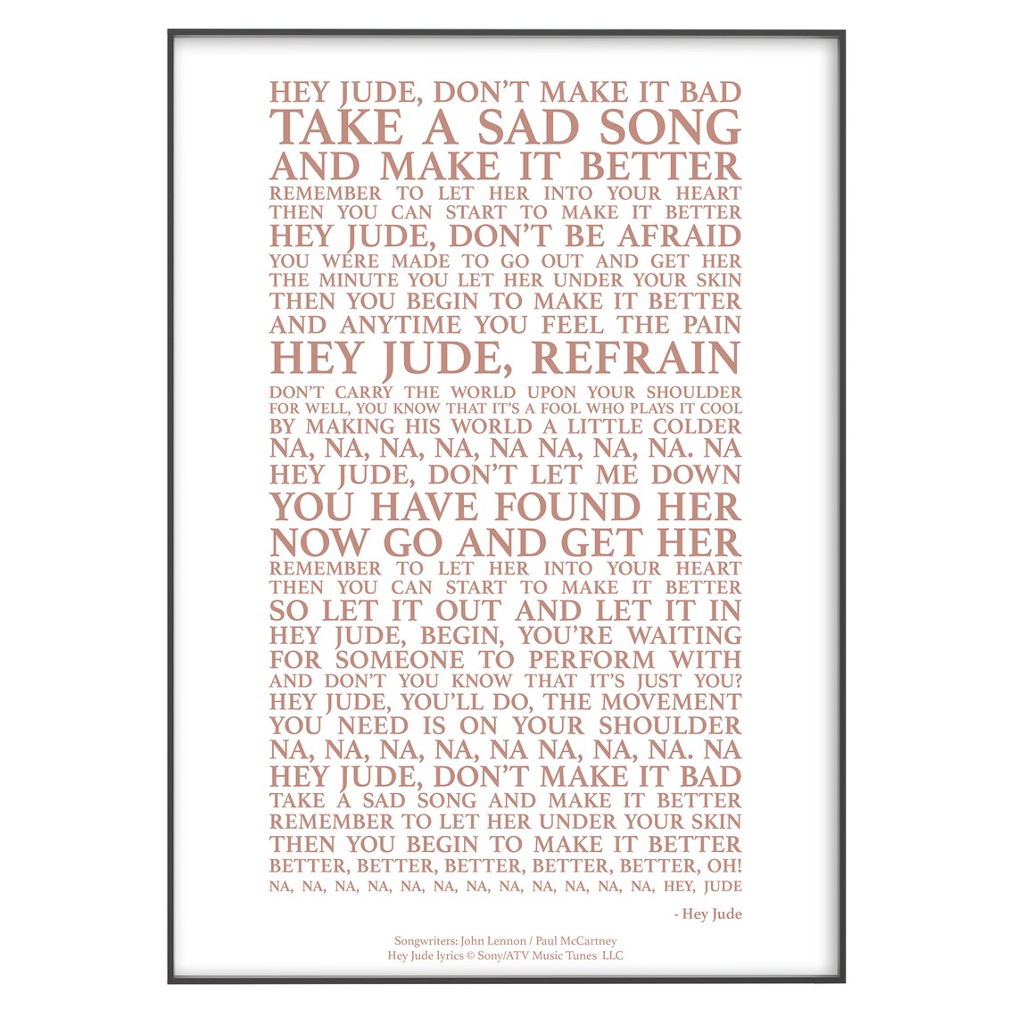 Hey Jude Song Lyrics Print Official Licensed Print Poster - Etsy UK