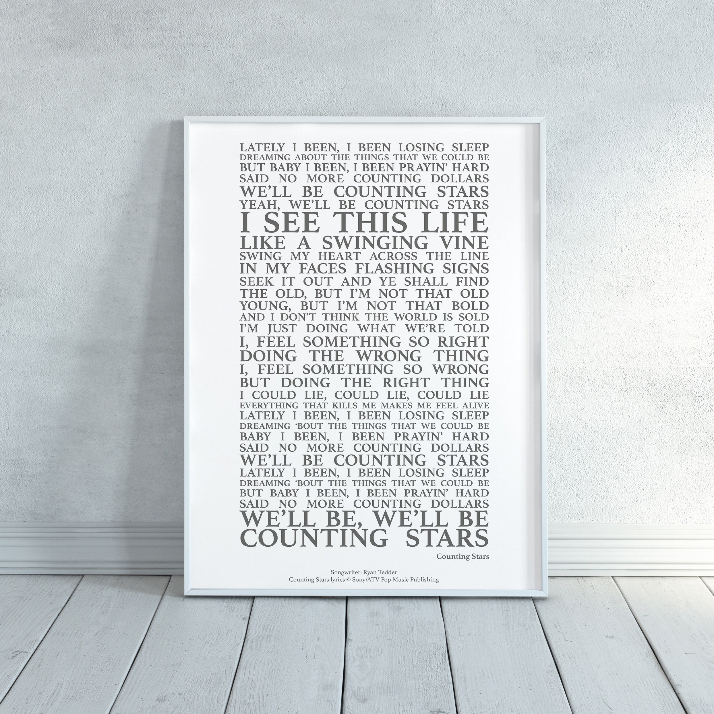 counting stars song lyrics print official licensed print etsy new zealand