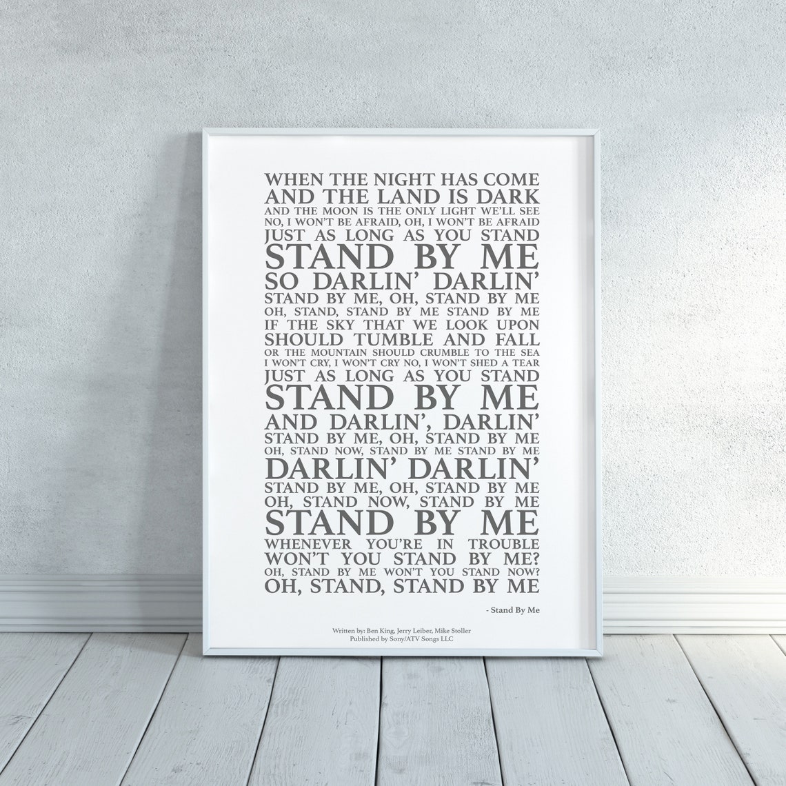 Stand By Me Song Lyrics Print Official Licensed Print Etsy