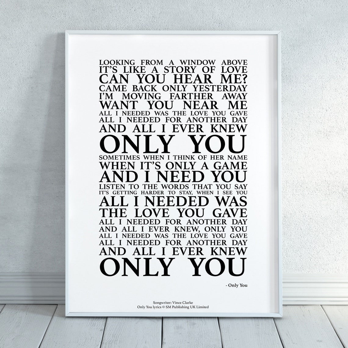 Only You Song Lyrics Print Official Licensed Print Poster Etsy