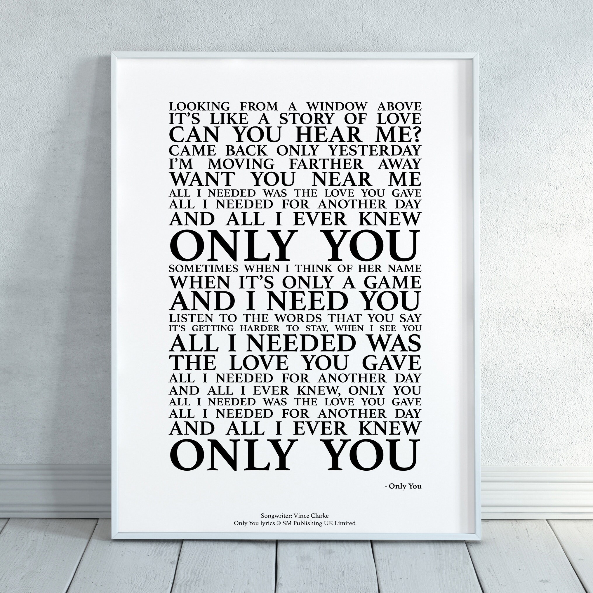 Only You Song Lyrics Print Official Licensed Print Poster - Etsy
