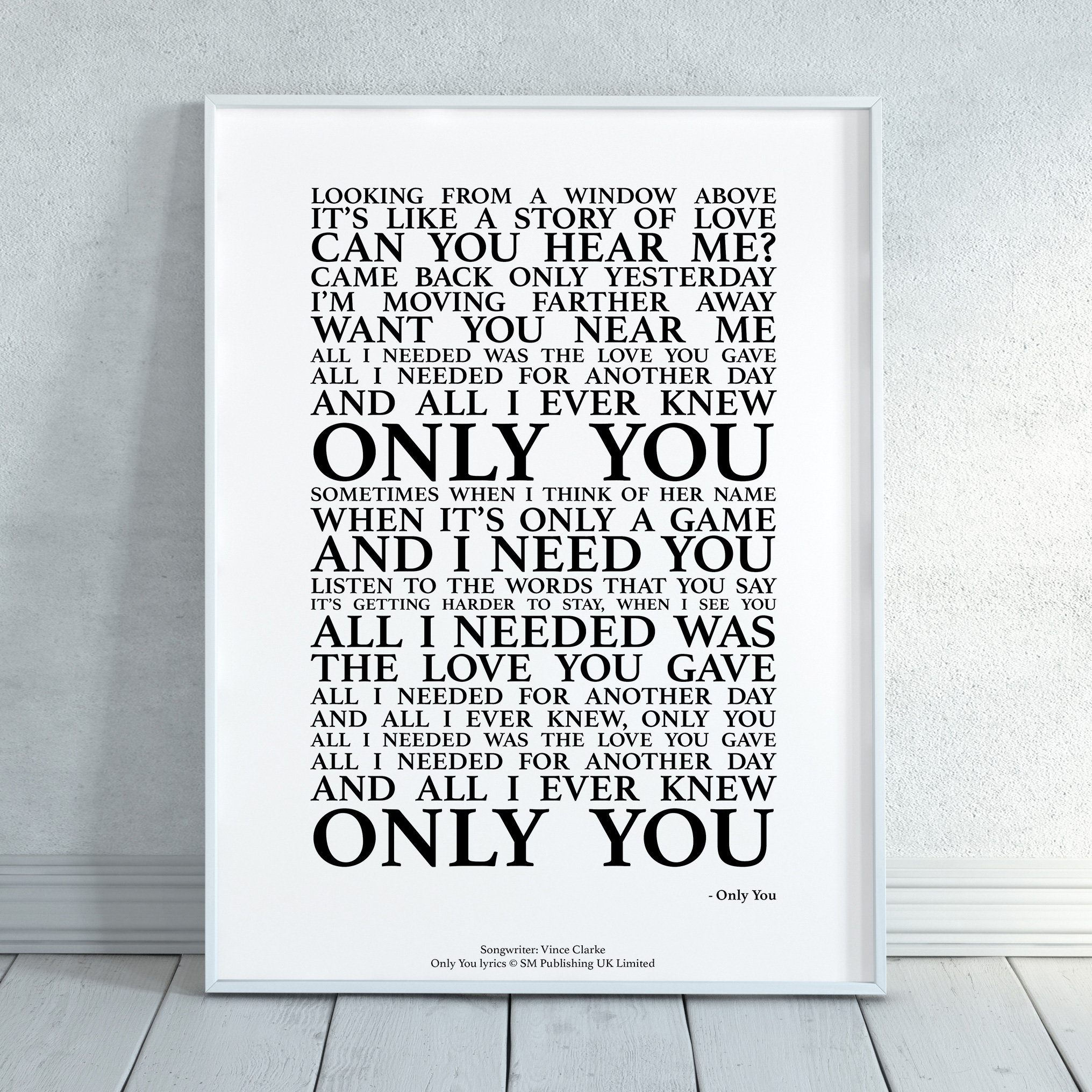 Only You Song Lyrics Print Official Licensed Print Poster - Etsy