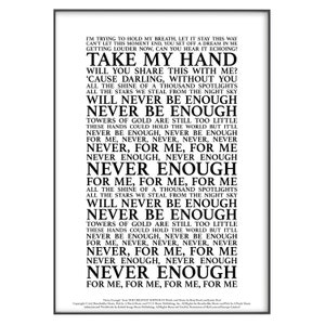 Never Enough the Greatest Showman Song Lyrics Print Official Licensed ...