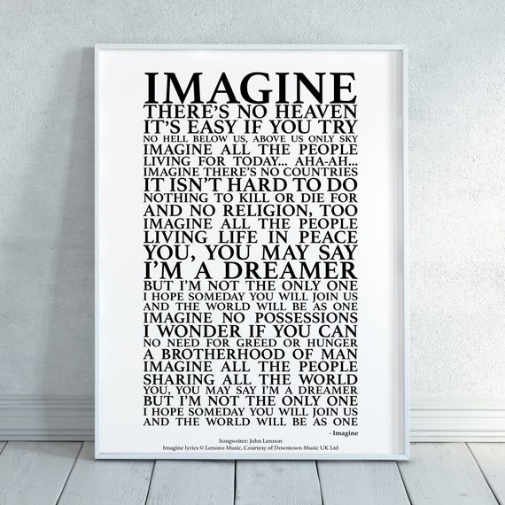 Imagine Song Lyrics Print Official Licensed Print Poster unframed 