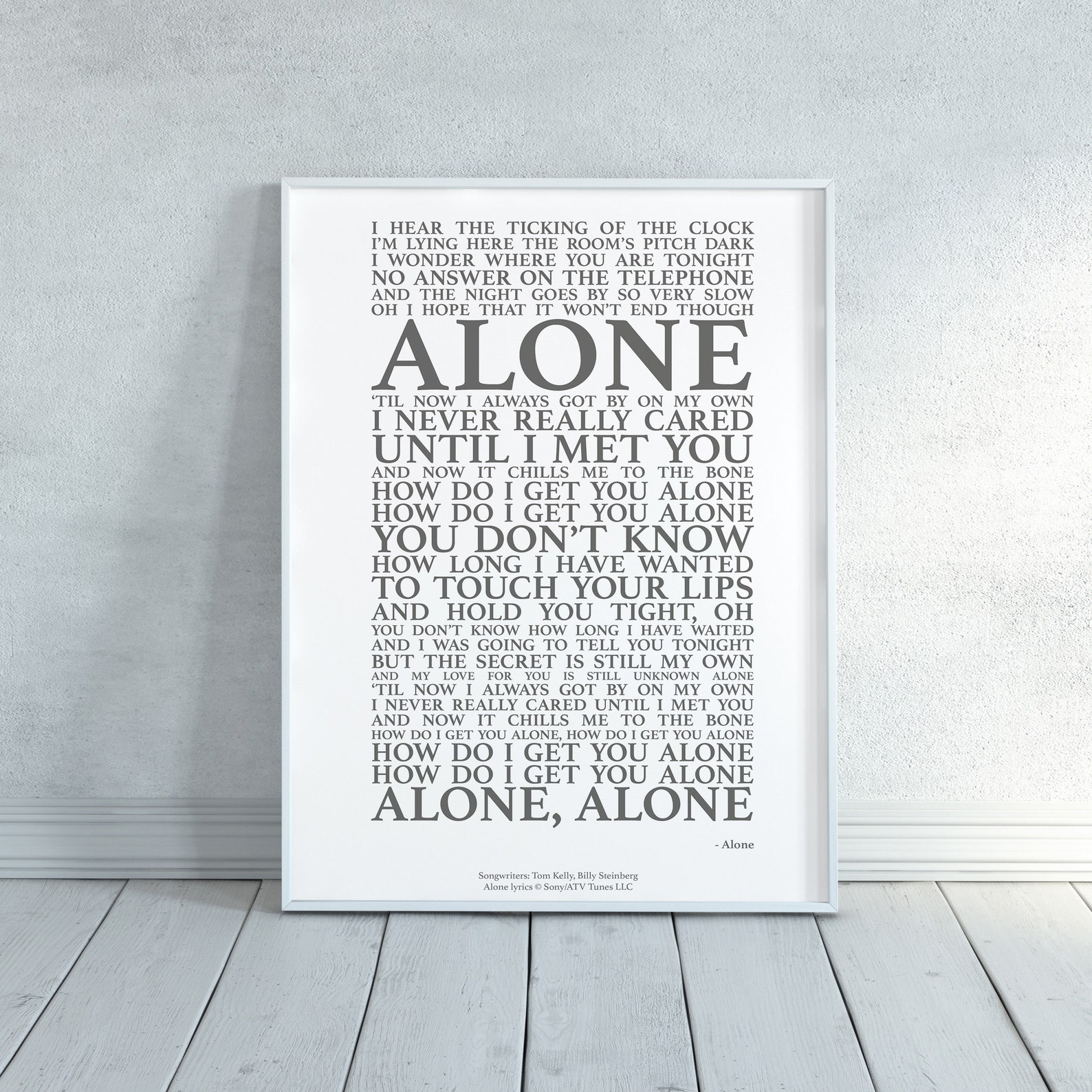 Alone Song Lyrics Print Official Licensed Print Poster - Etsy