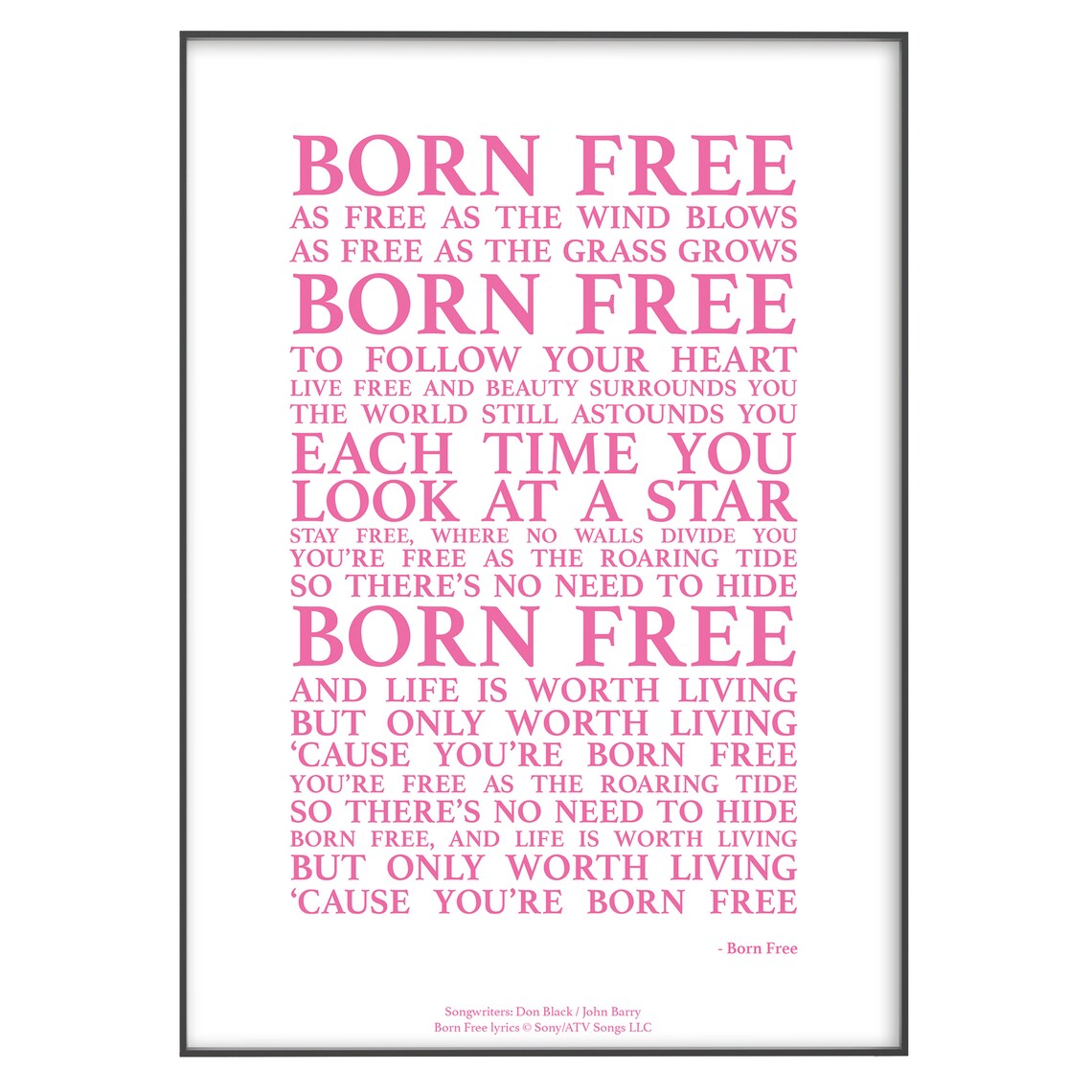Born Free Song Lyrics Print Official Licensed Print Poster Etsy Born Free Song Lyrics Print Official Licensed Print Poster Etsy