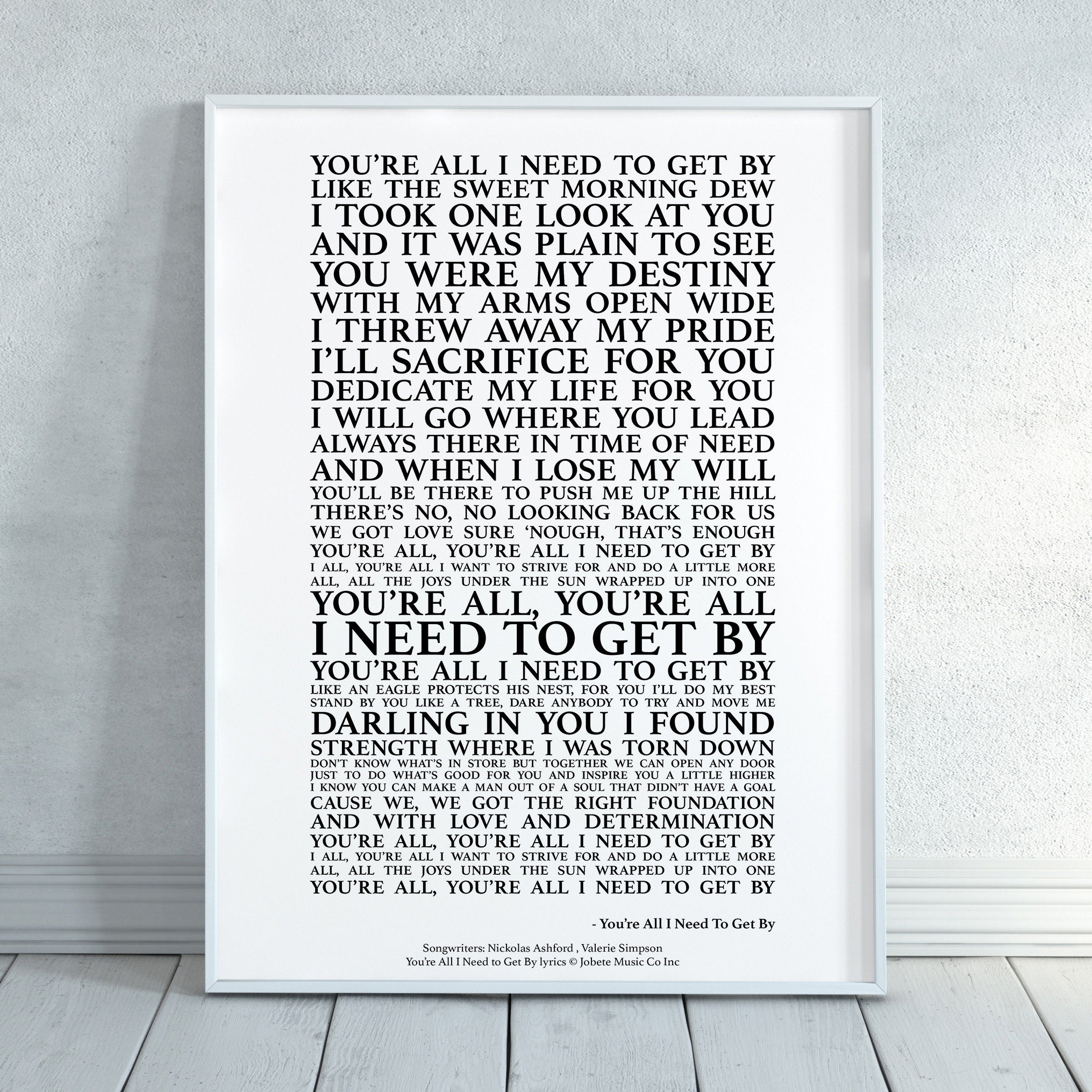 You're All I Need to Get by Song Lyrics Print Official | Etsy