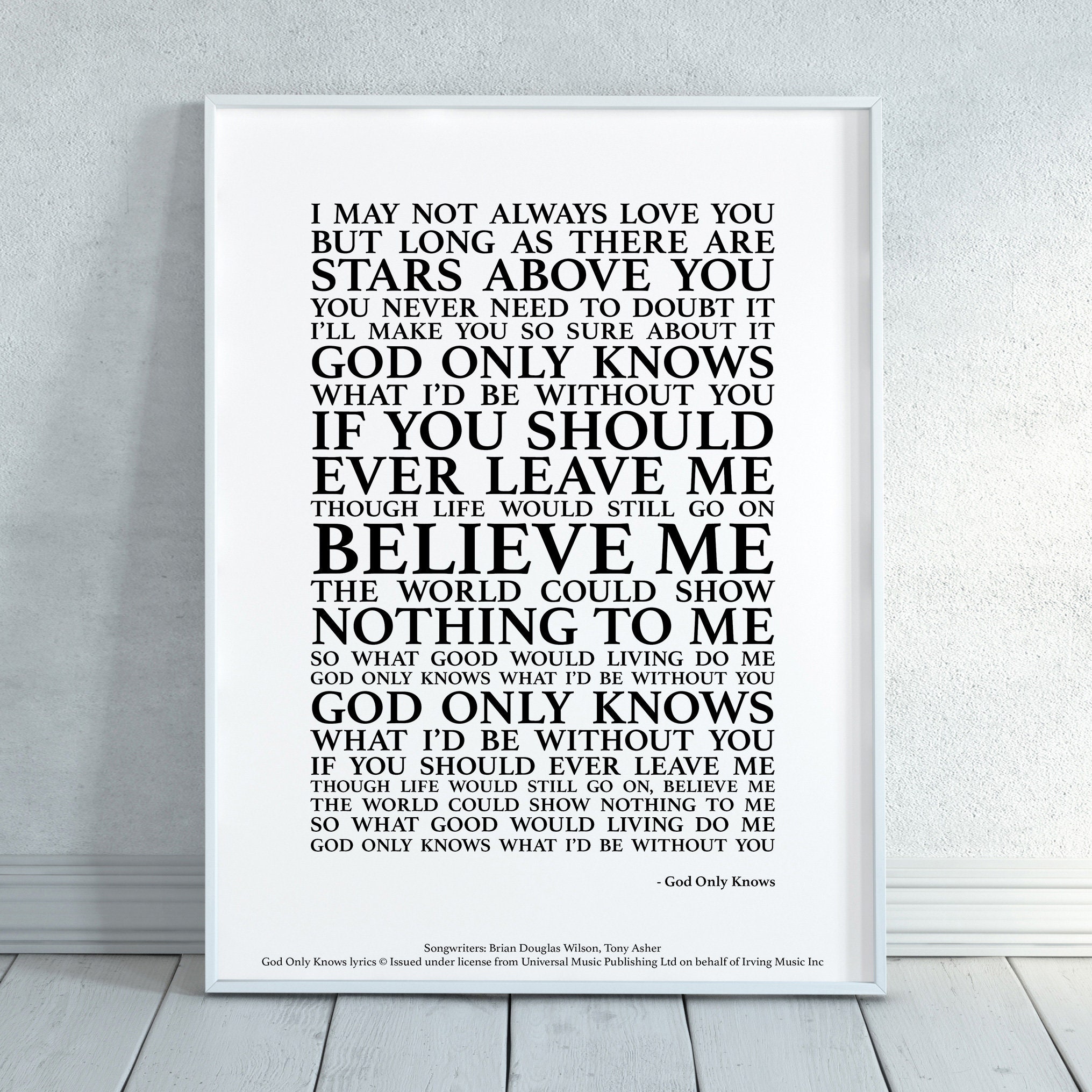 God Only Knows Song Lyrics Print Official Licensed Print Etsy God Only Knows Song Lyrics Print Official Licensed Print Etsy