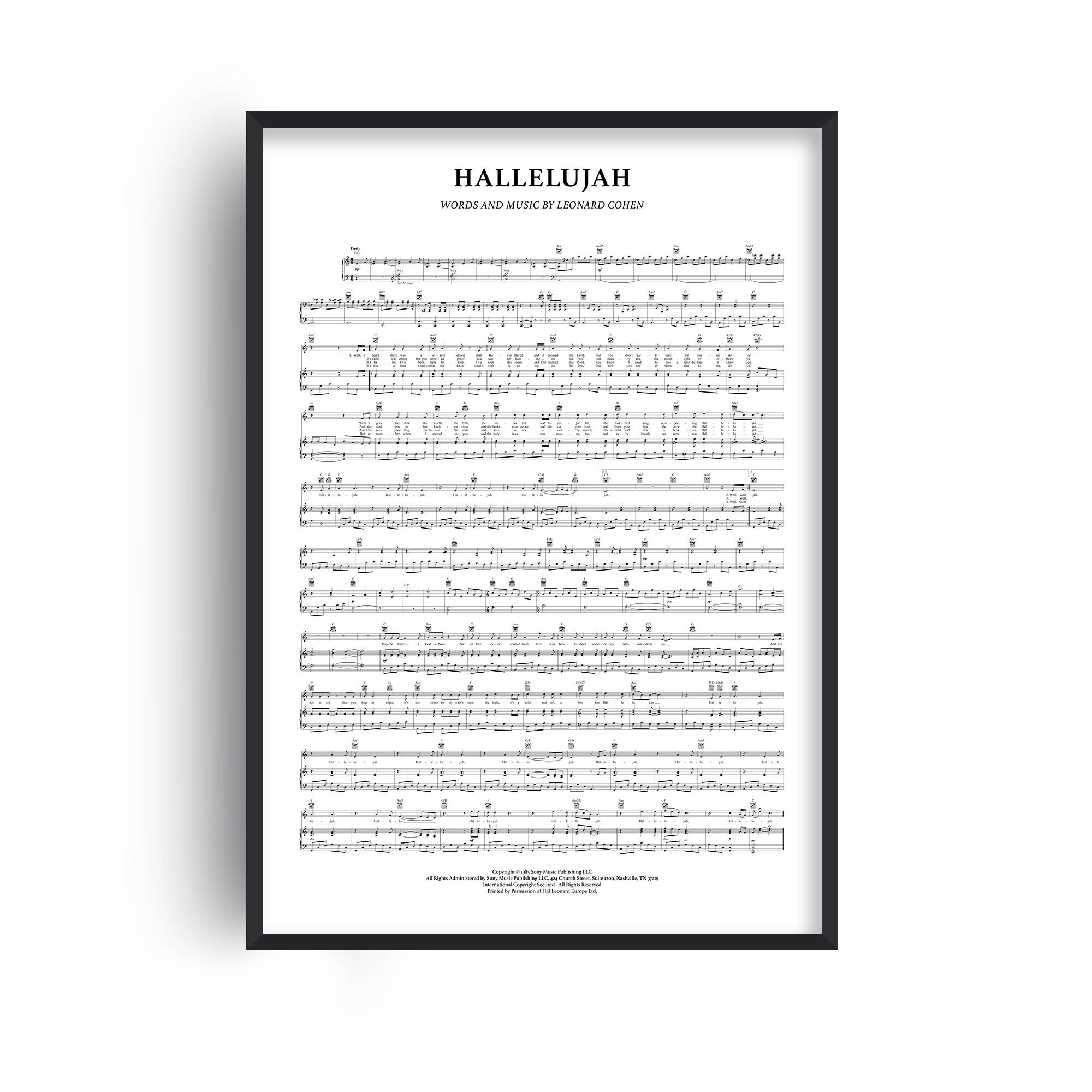 Hallelujah Paroles à Imprimer En Français Hallelujah Affiche imprimée officielle sous licence non - Etsy France