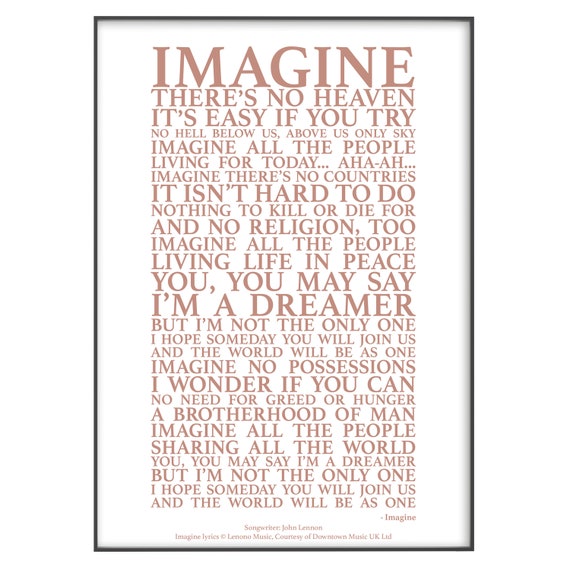Imagine Song Lyrics Print Official Licensed Print Poster unframed 