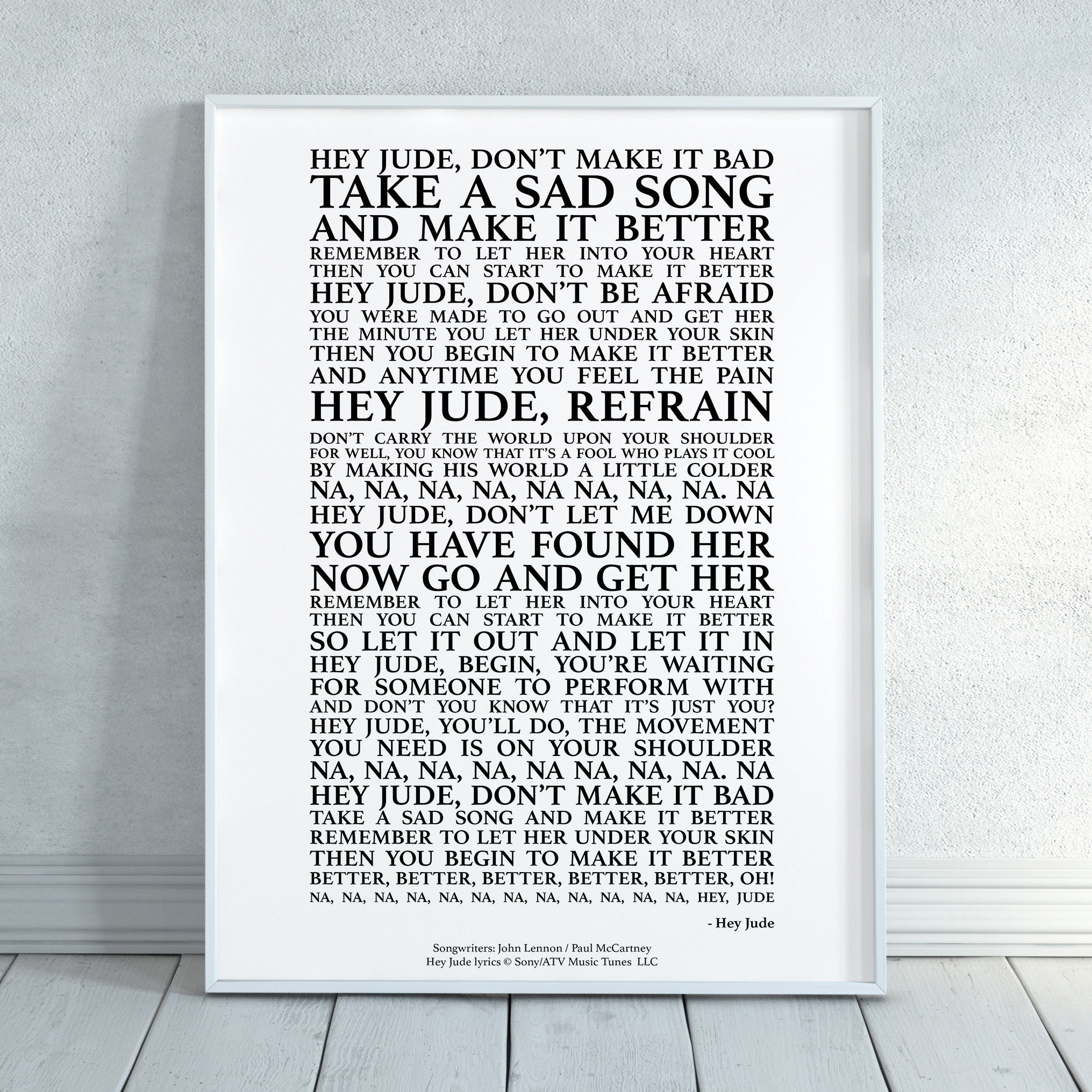 Hey Jude Song Lyrics Print Official Licensed Print Poster Etsy Hey jude song lyrics print official licensed print poster etsy