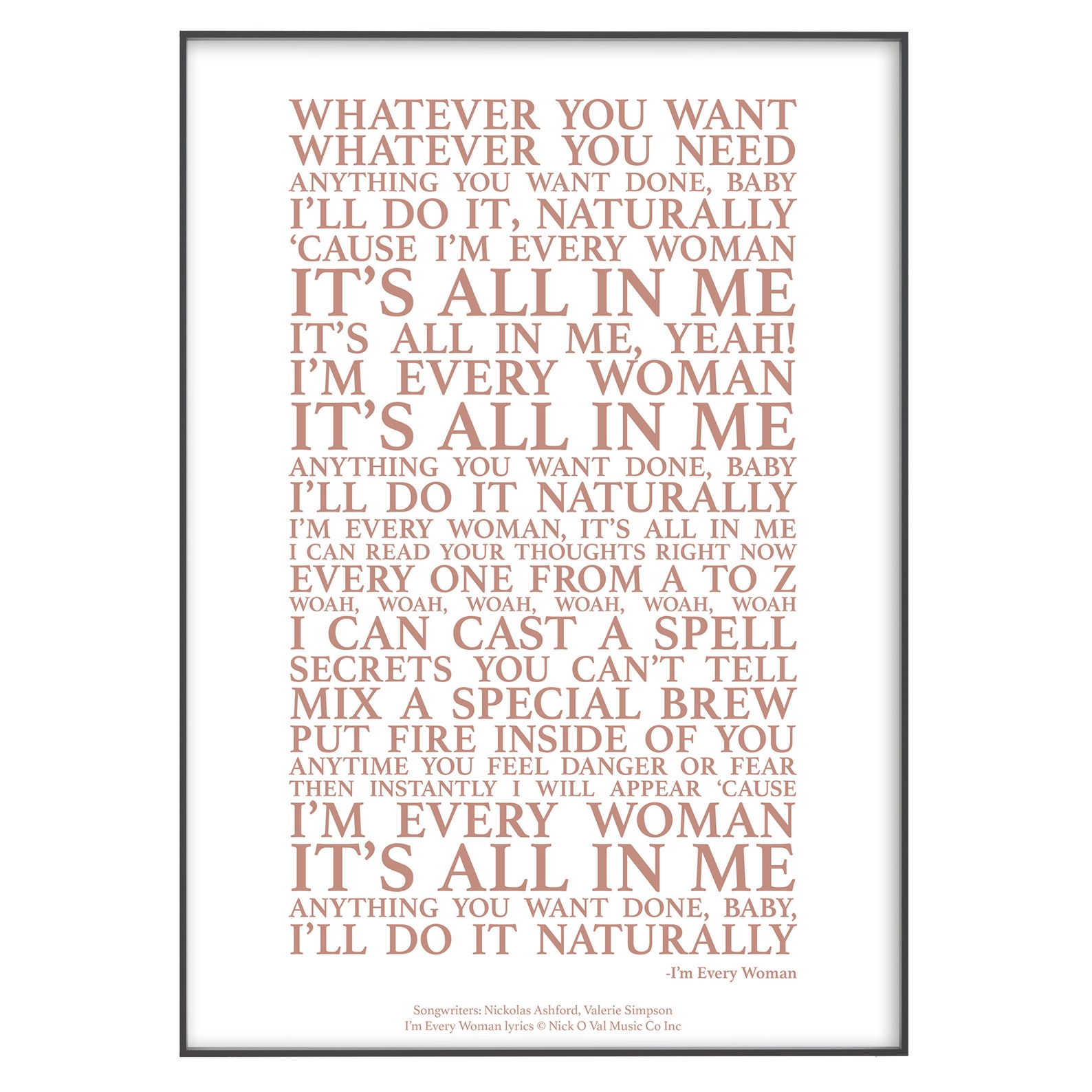 I'm Every Woman Lyrics I'm Every Woman Song Lyrics Print Official Licensed - Etsy UK