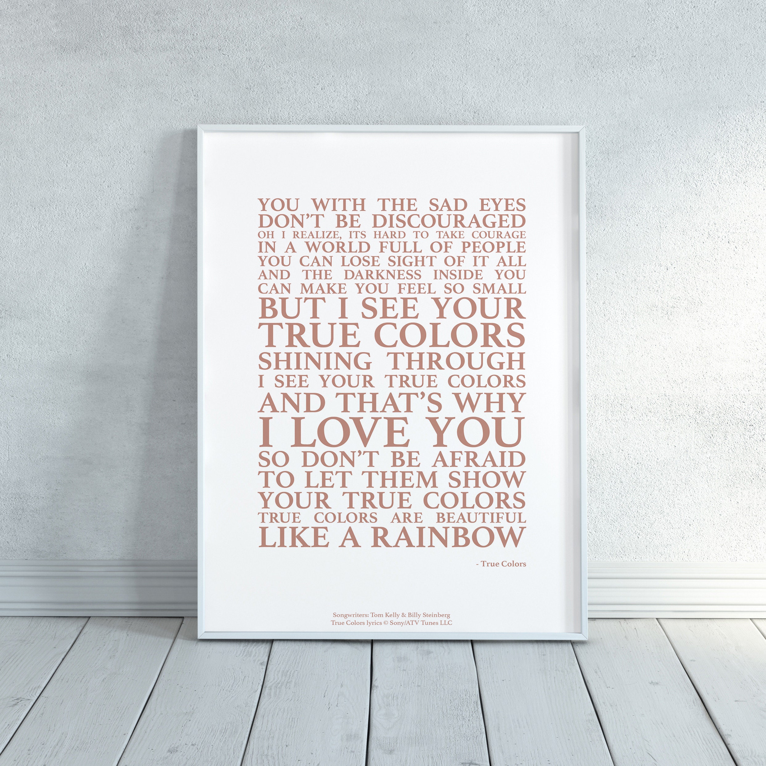 True Colors Song Lyrics Print Official Licensed Print Poster Etsy
