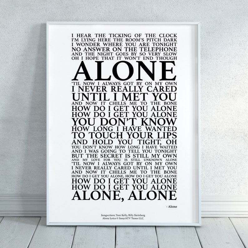Alone Song Lyrics Print Official Licensed Print Poster Etsy