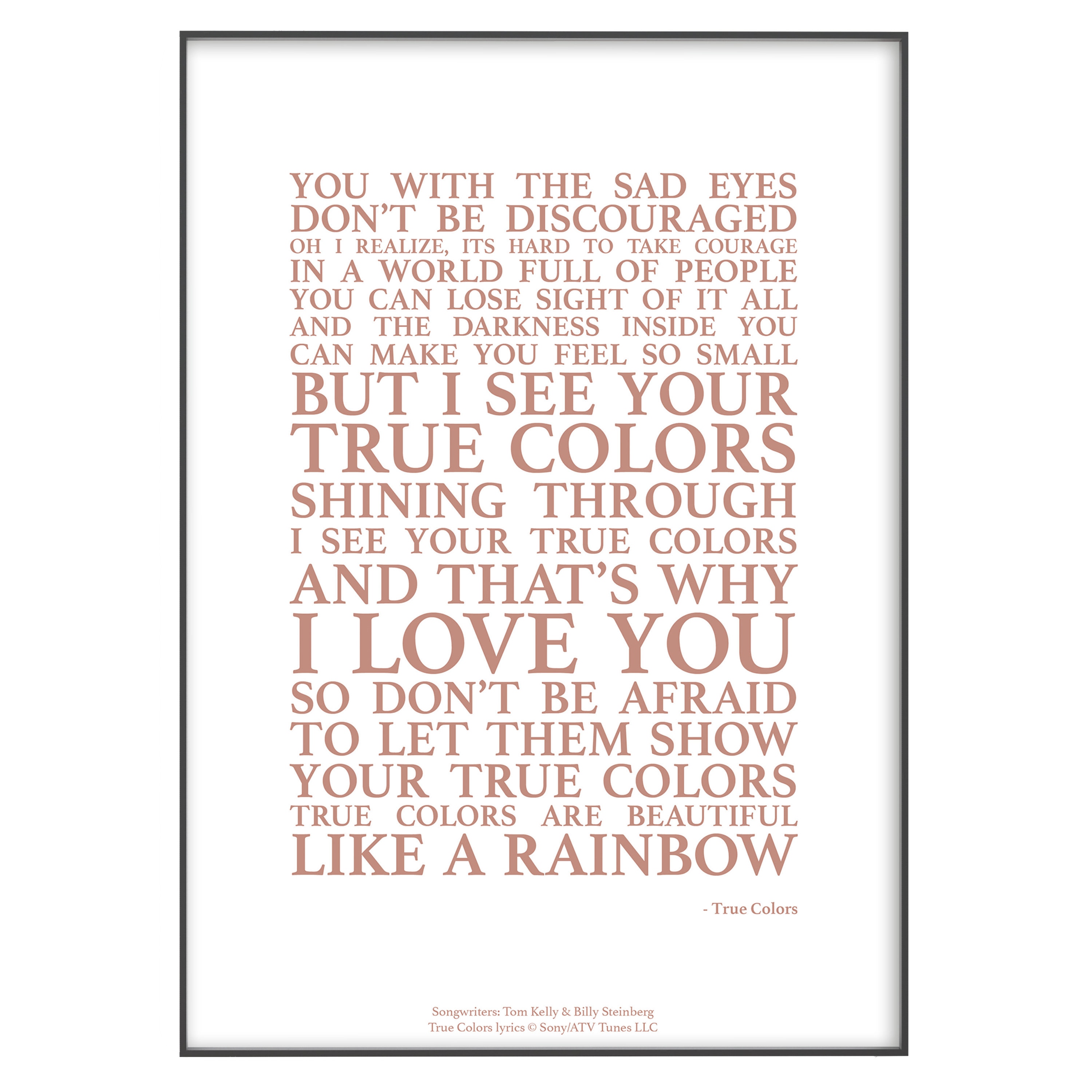 True Colors Song Lyrics Print Official Licensed Print Poster Etsy