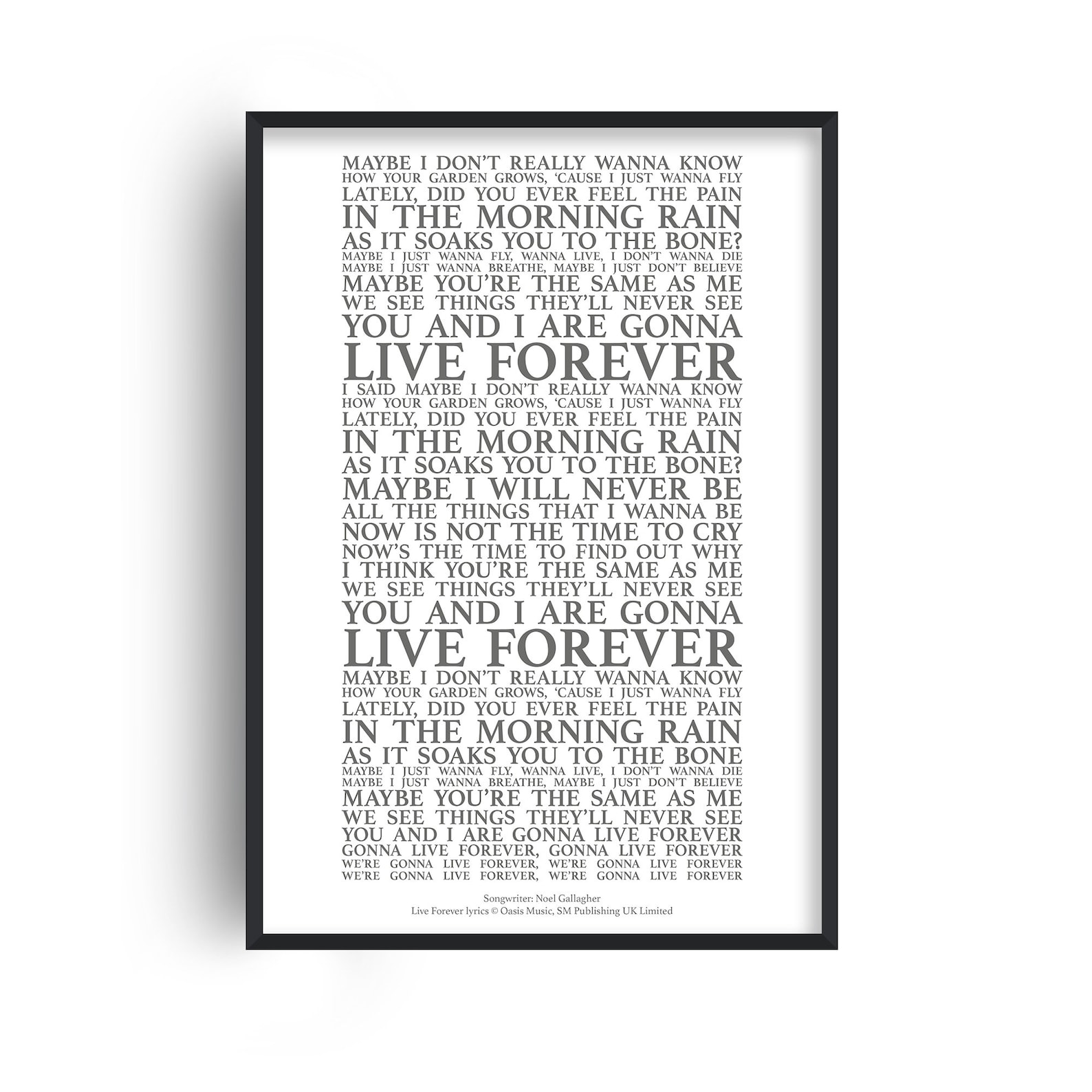 Live Forever Song Lyrics Print Official Licensed Print | Etsy