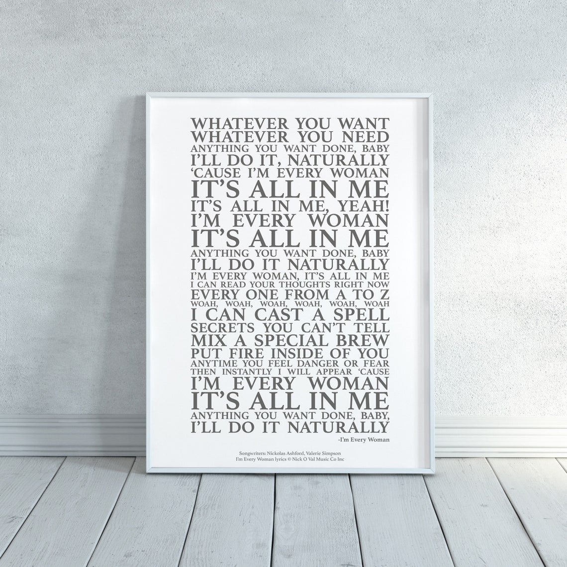 I'm Every Woman Lyrics I'm Every Woman Song Lyrics Print Official Licensed - Etsy UK