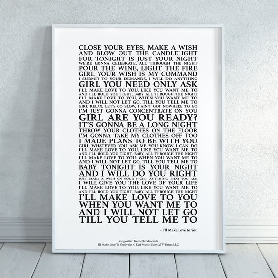 I Ll Make Love To You Song Lyrics Print Official Licensed Etsy