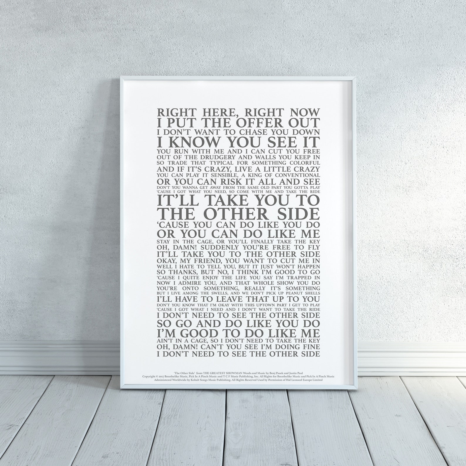 The Other Side The Greatest Showman Lyrics The Other Side the Greatest Showman Song Lyrics Print - Etsy