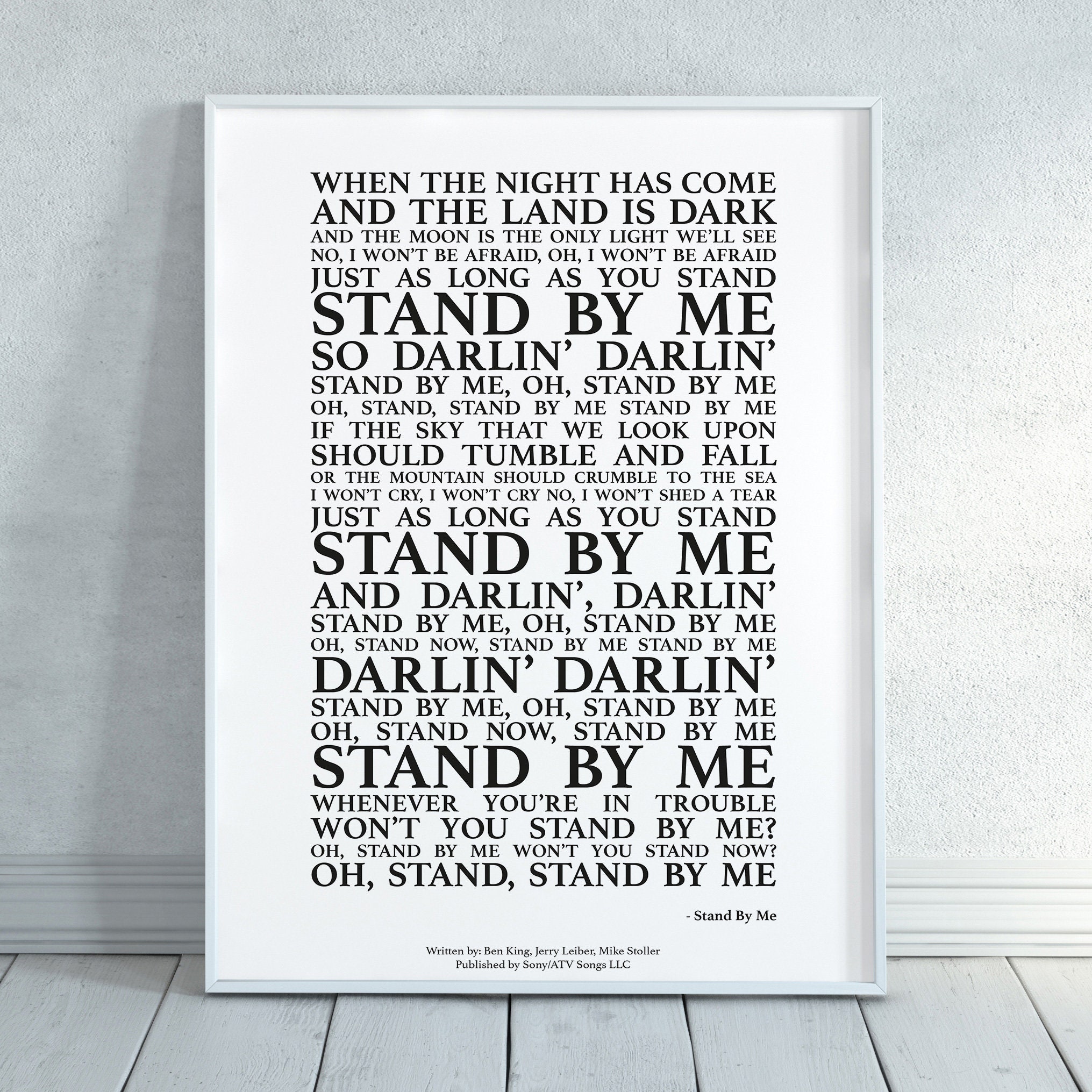 Stand by Me Song Lyrics Print Official Licensed Print Poster Etsy Canada
