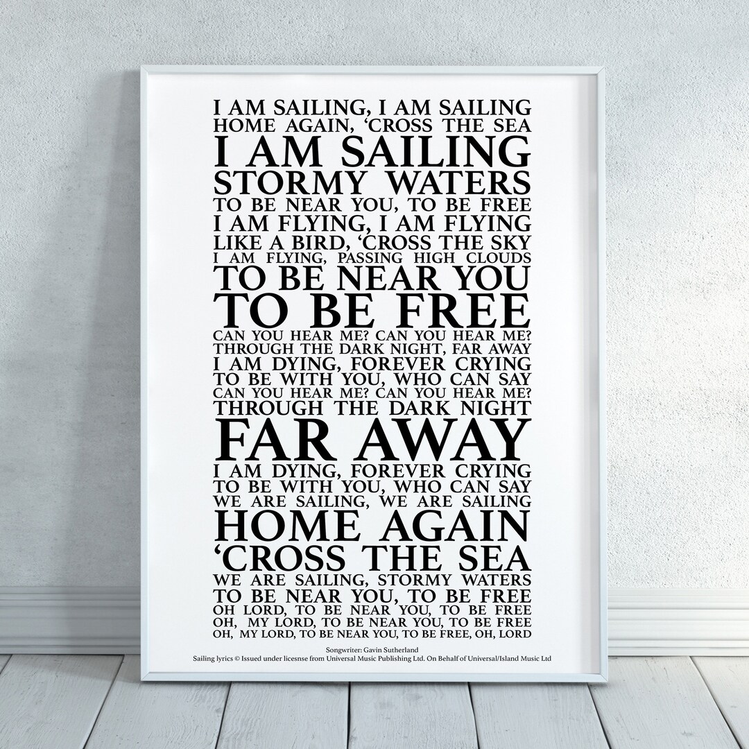 Sailing Song Lyrics Print Official Licensed Print Poster Etsy