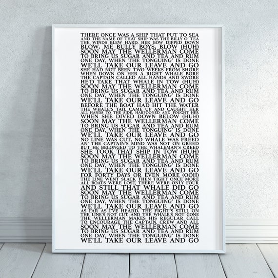 Wellerman Song Lyrics Print Official Licensed Print Poster | Etsy UK