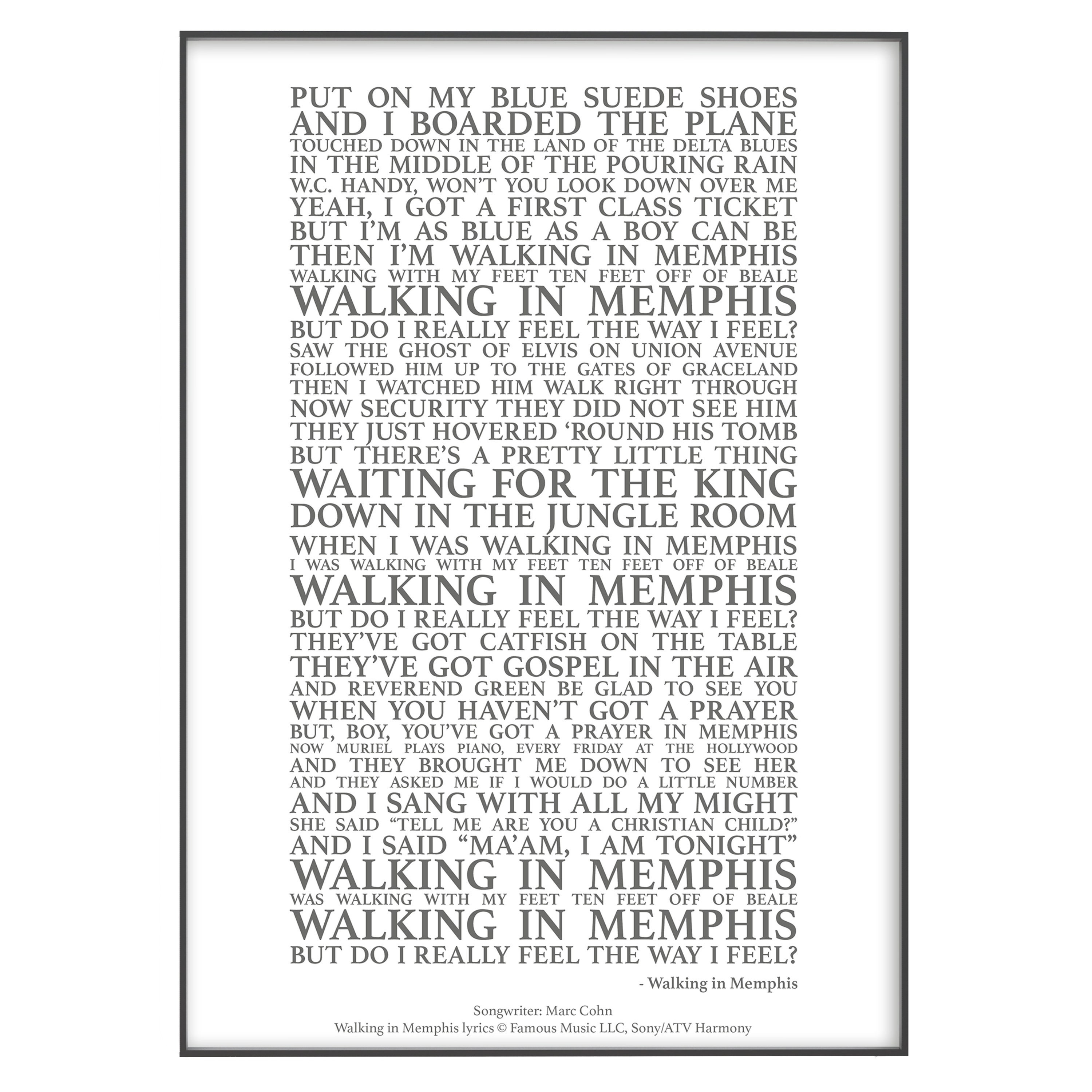 Walking in Memphis Song Lyrics Print Official Licensed Print | Etsy