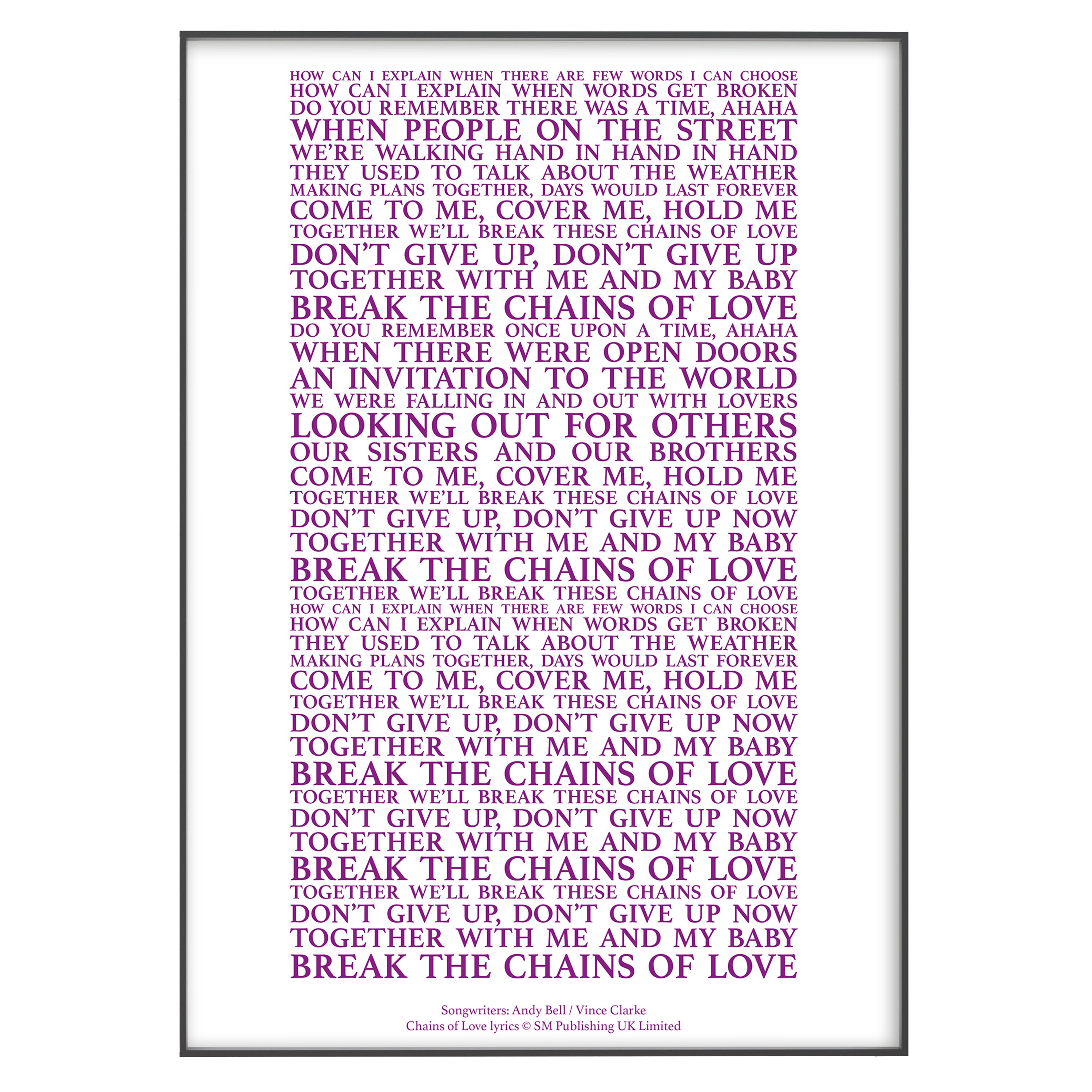Chains of Love Song Lyrics Print Official Licensed Print Etsy Nederland
