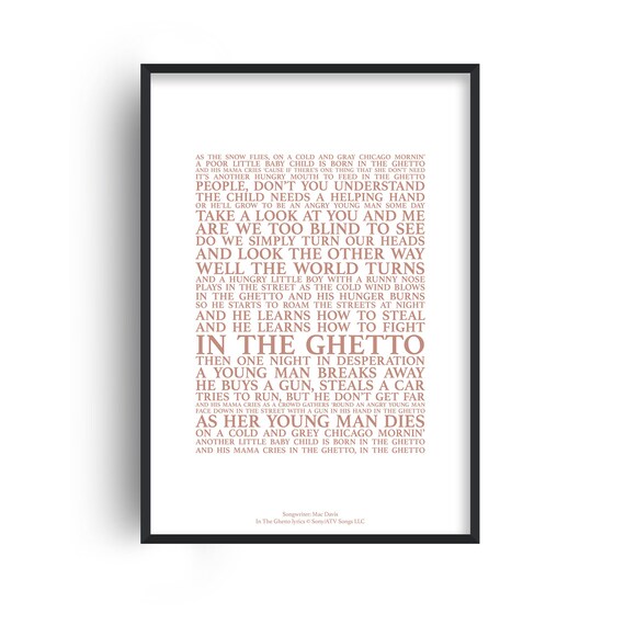 In the Ghetto Song Lyrics Print Official Licensed Print - Etsy