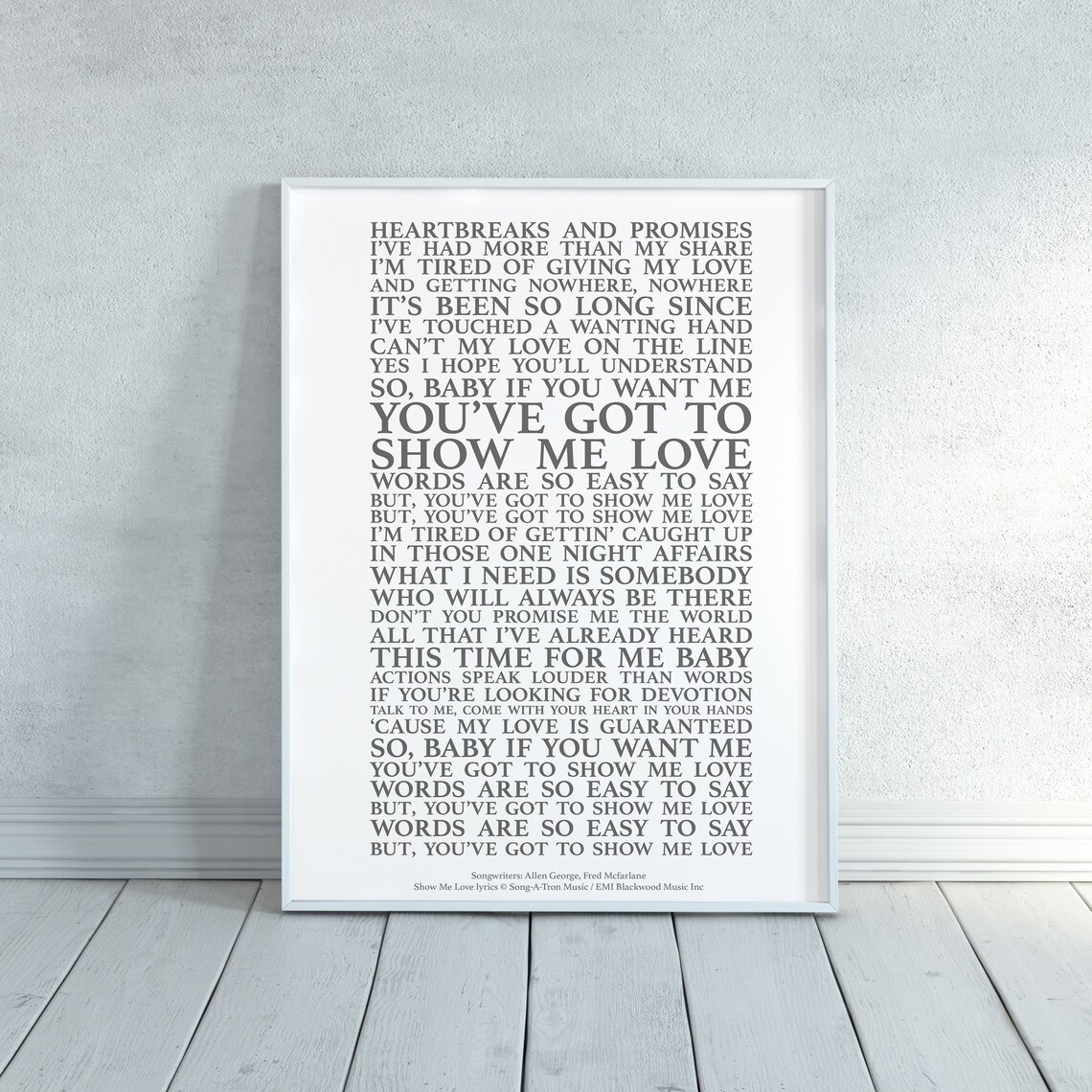 Show Me Love Song Lyrics Print Official Licensed Print - Etsy