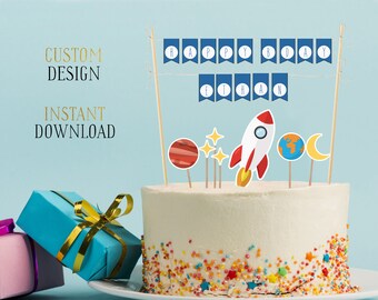 Espace personnalisé Rocket Comestible Cake Topper