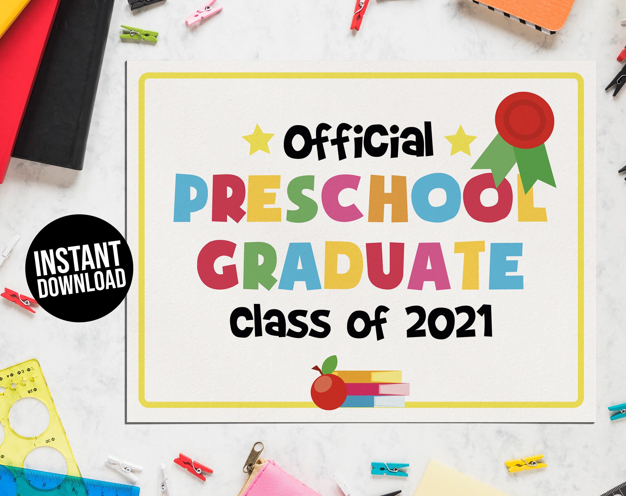 Download Preschool Graduate Class Of 2021 Diploma Printable Kid | Etsy