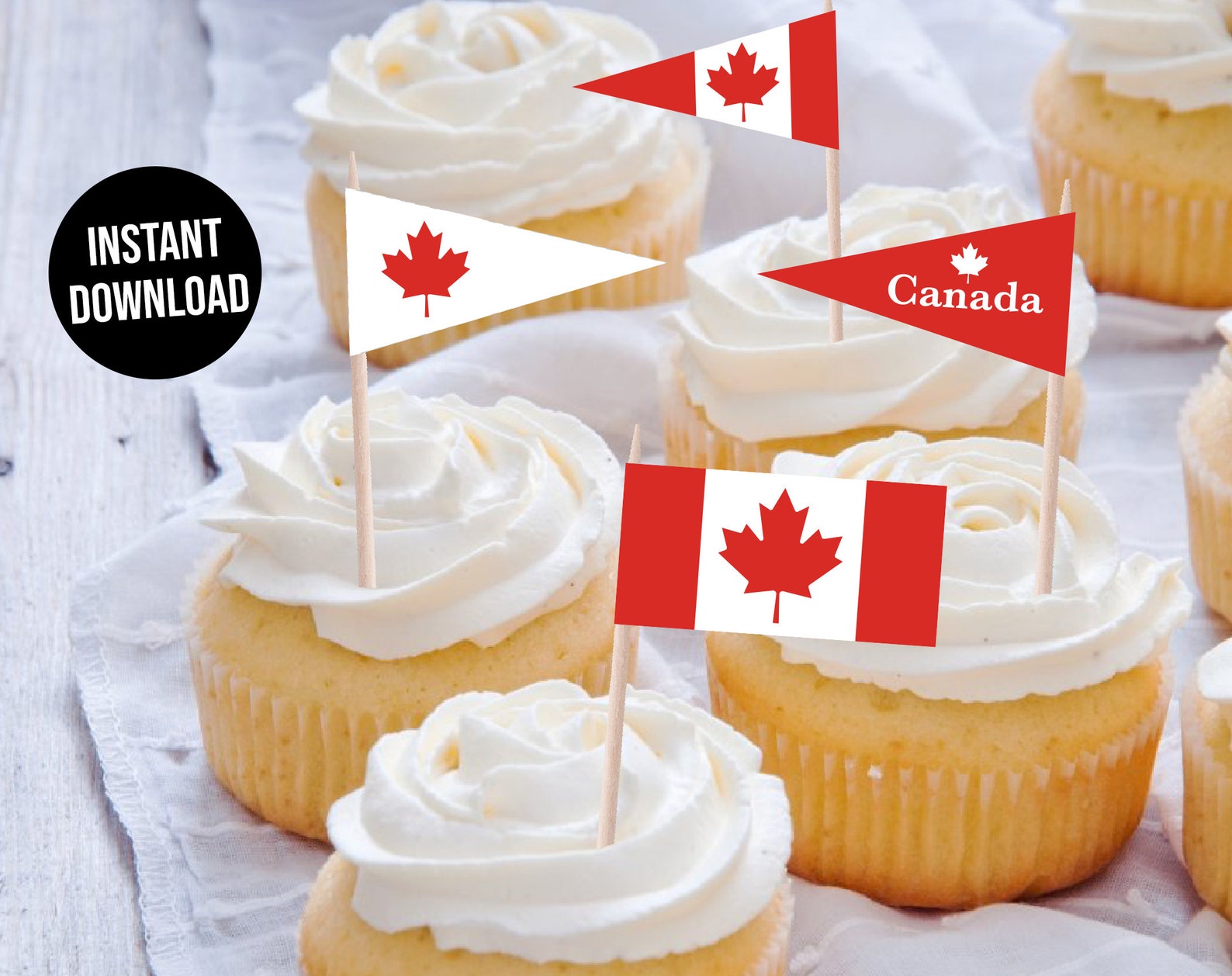 Canada Day Cupcake Toppers Canada Cupcake Flags Printable Etsy